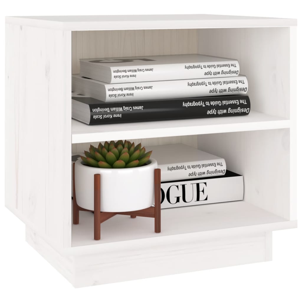 Comodini Bianchi 2 pz 40x34x40 cm in Legno Massello di Pino - homemem39