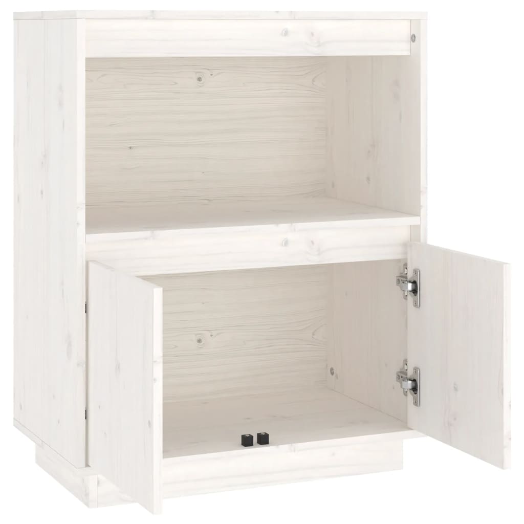 Credenza Bianca 60x34x75 cm in Legno Massello di Pino - homemem39