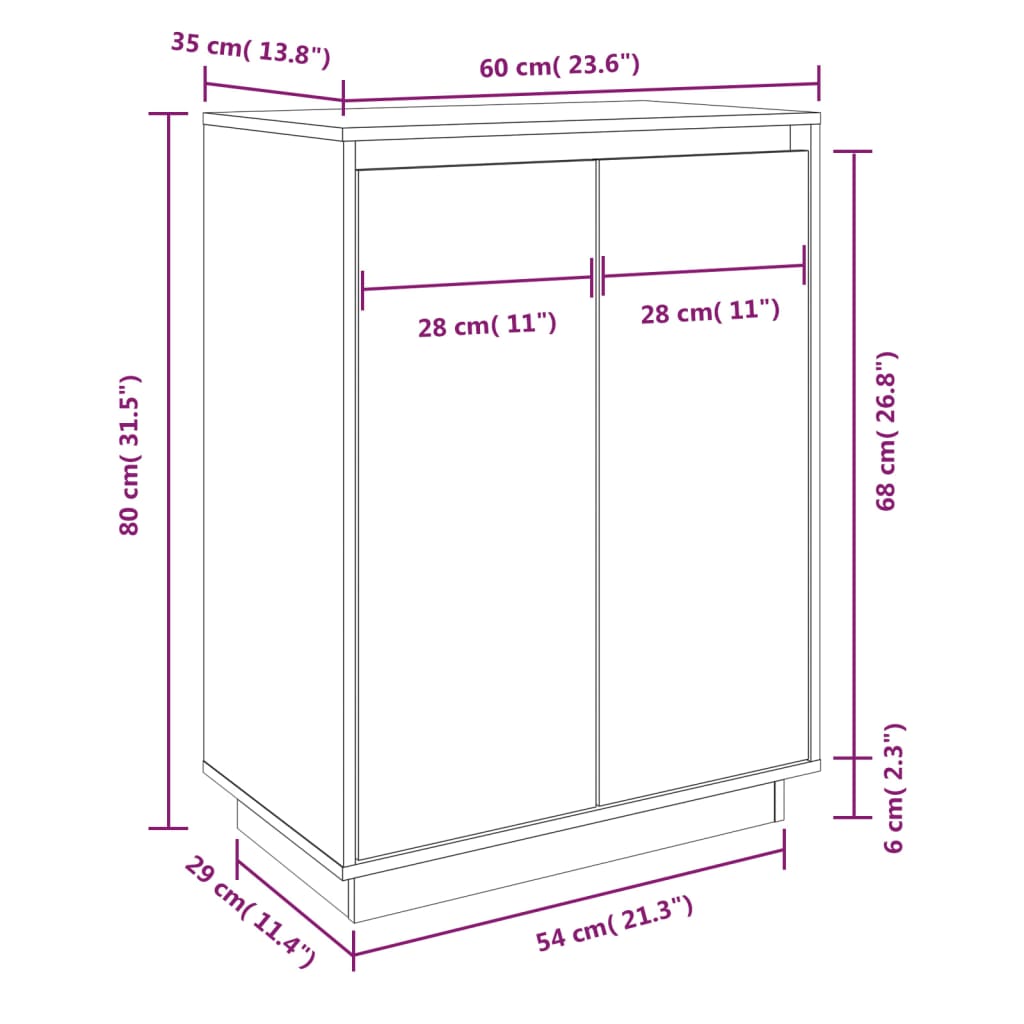 Scarpiera Bianca 60x35x80 cm in Legno Massello di Pino - homemem39