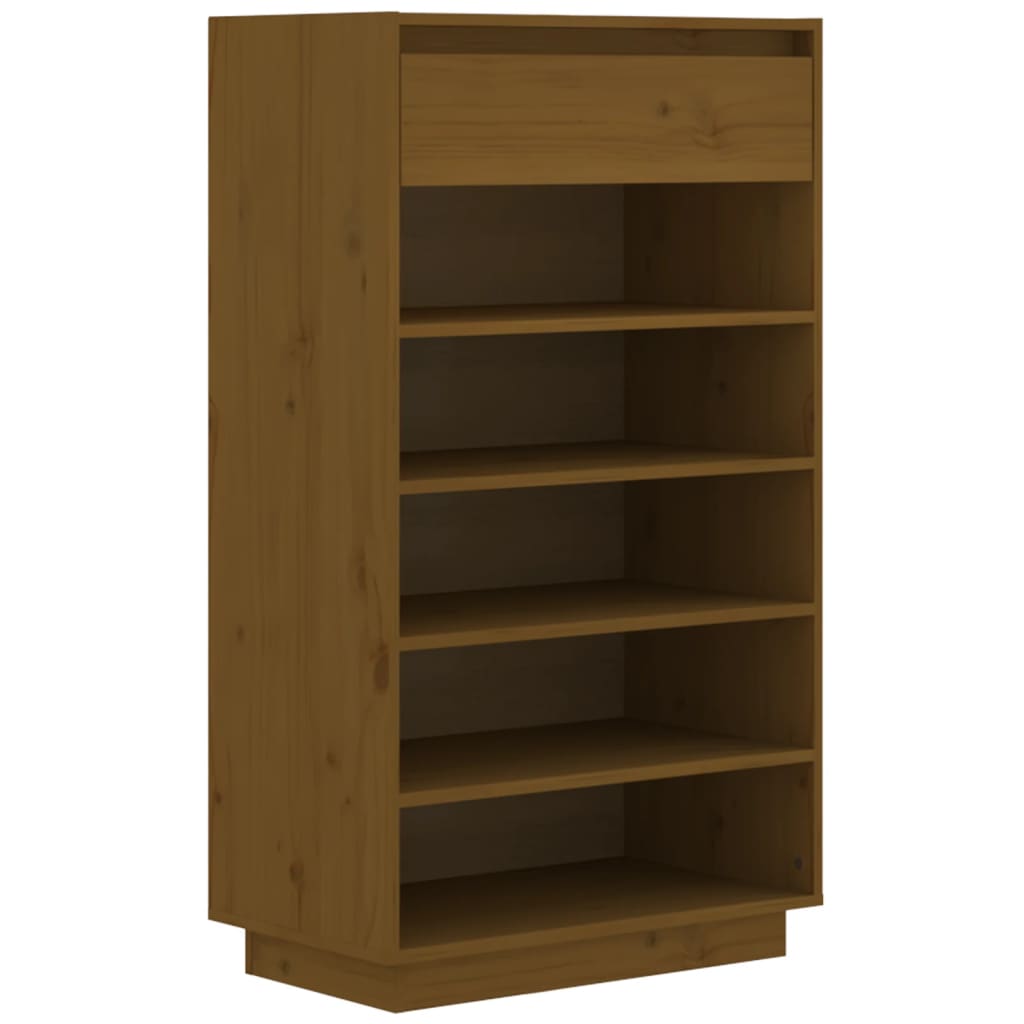 Scarpiera Marrone Ambra 60x34x105 cm in Legno Massello di Pino - homemem39