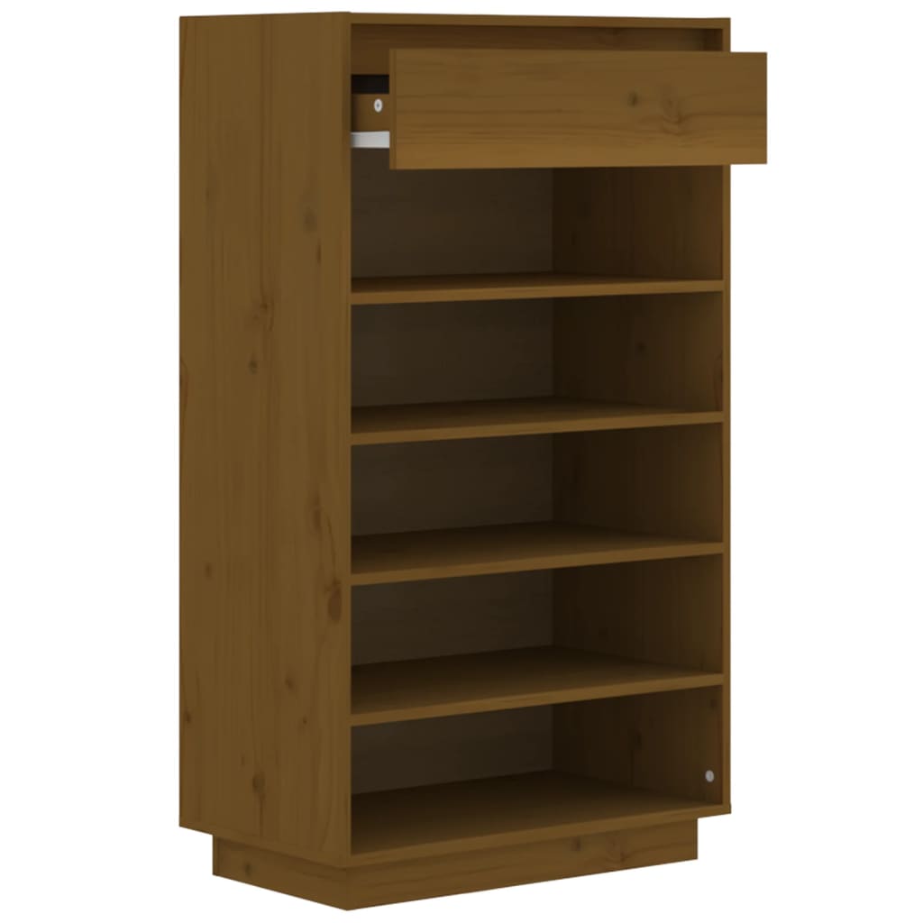 Scarpiera Marrone Ambra 60x34x105 cm in Legno Massello di Pino - homemem39