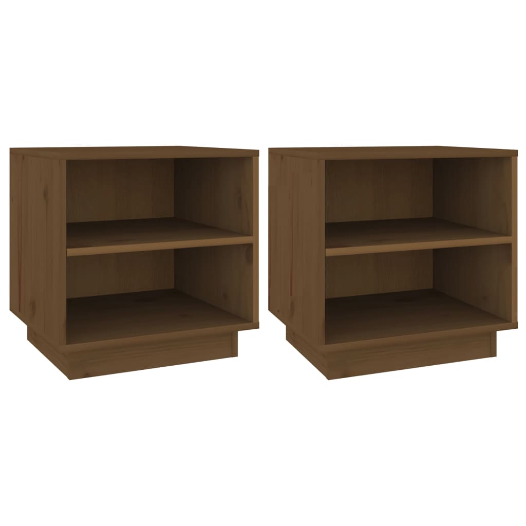 Comodini 2 pz Ambrati 40x34x40 cm in Legno Massello di Pino - homemem39