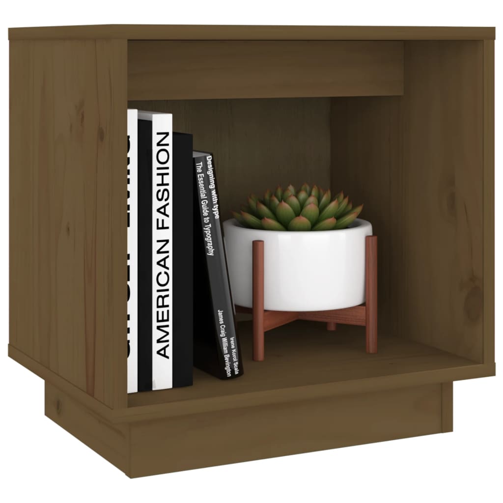 Comodino Marrone Ambra 40x30x40 cm in Legno Massello di Pino - homemem39
