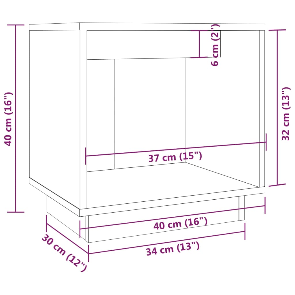 Comodino Marrone Ambra 40x30x40 cm in Legno Massello di Pino - homemem39