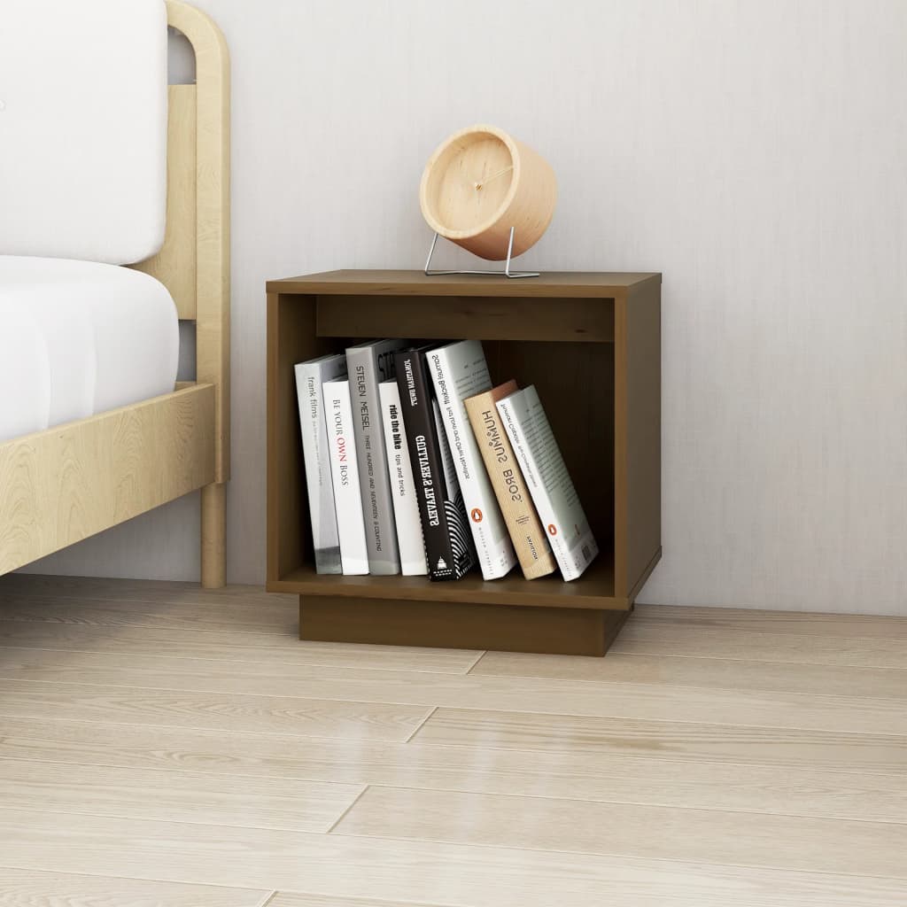 Comodino Marrone Ambra 40x30x40 cm in Legno Massello di Pino - homemem39