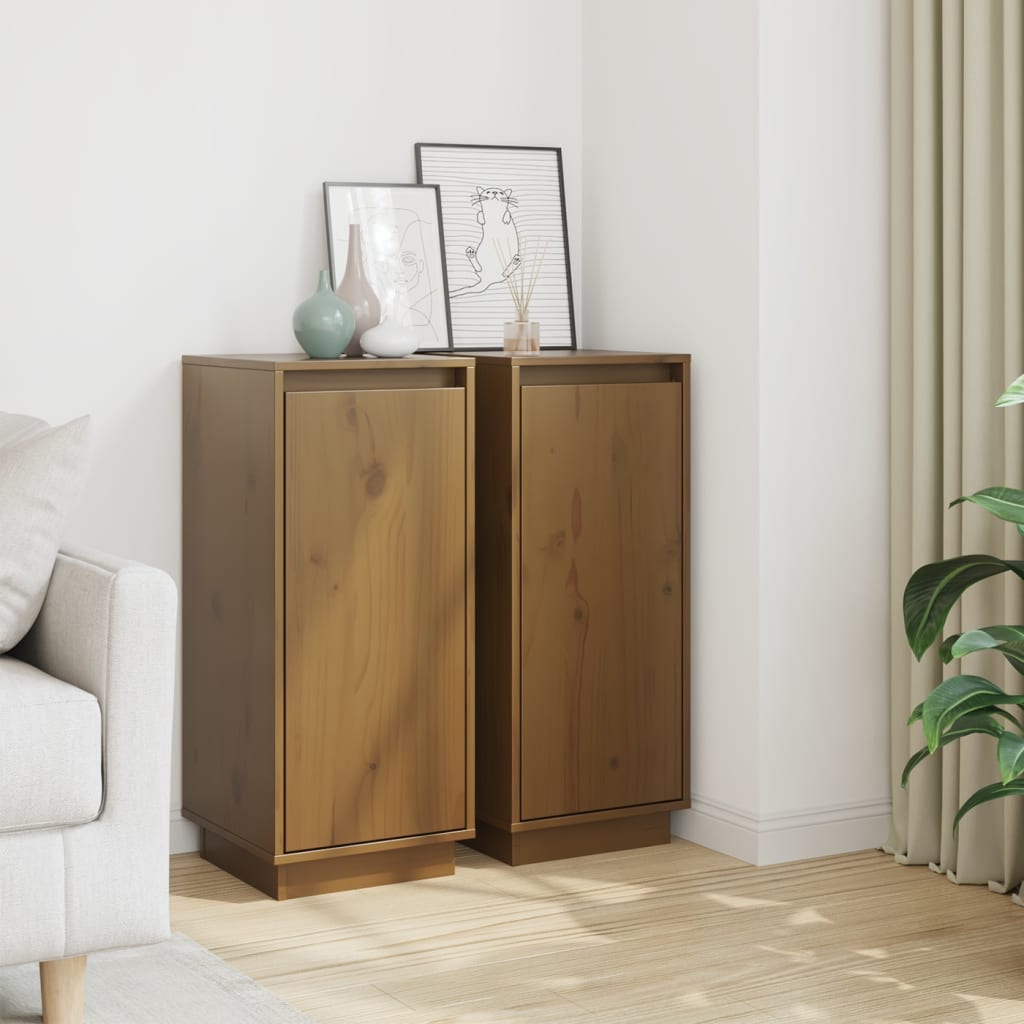 Credenze 2 pz Ambra 31,5x34x75 cm in Legno Massello di Pino - homemem39