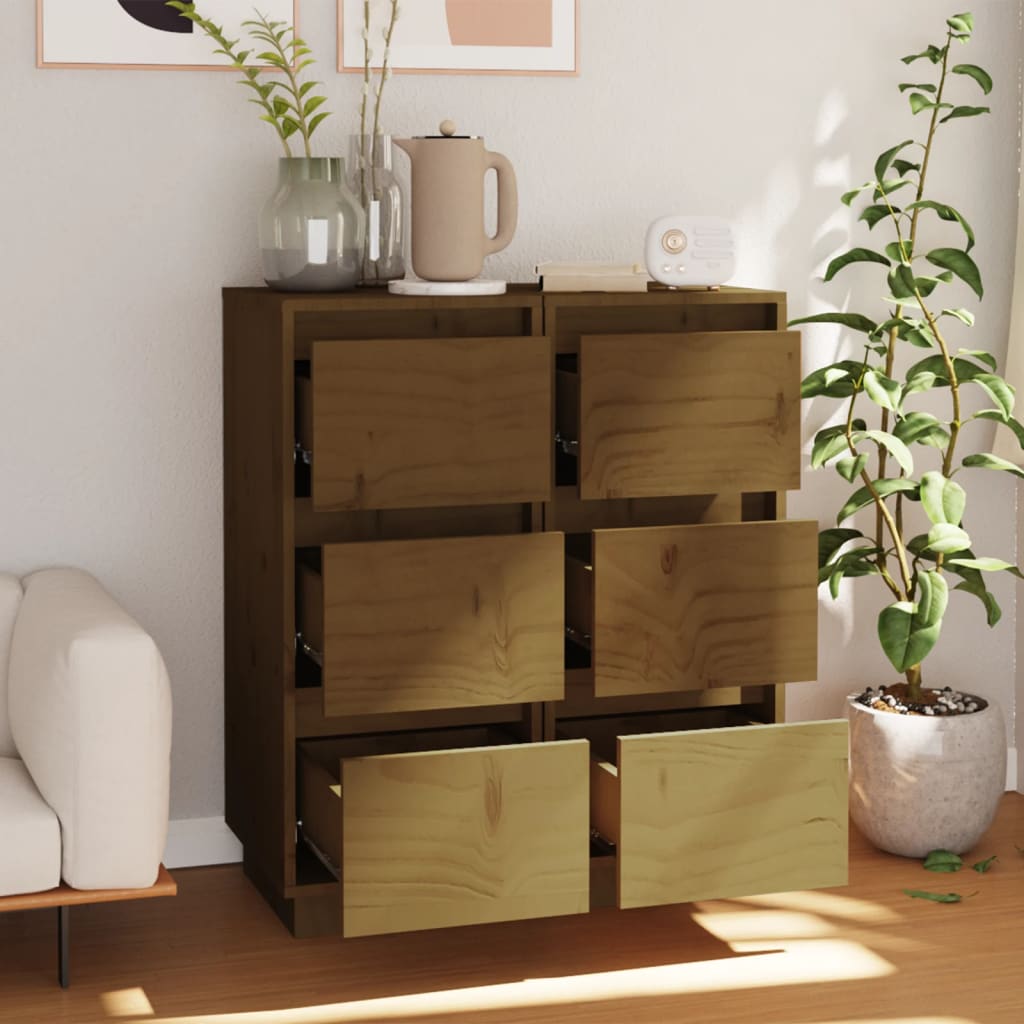 Credenze 2 pz Ambra 32x34x75 cm in Legno Massello di Pino - homemem39