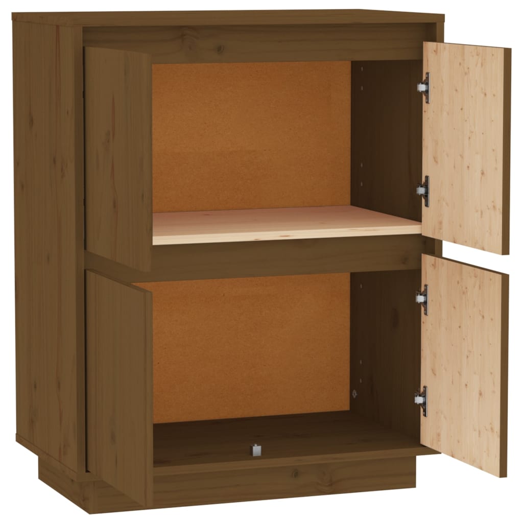 Credenza Marrone Ambra 60x34x75 cm in Legno Massello di Pino - homemem39