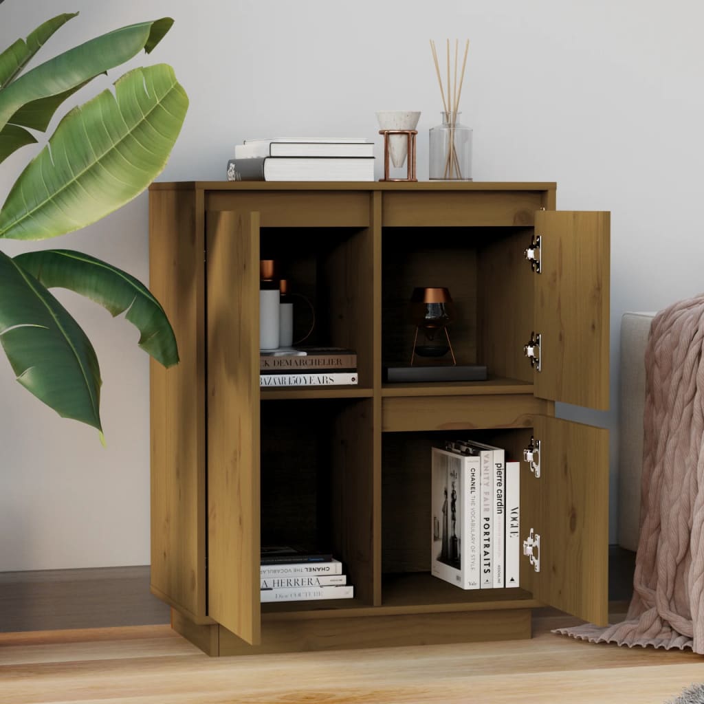 Credenza Marrone Ambra 60x34x75 cm in Legno Massello di Pino - homemem39
