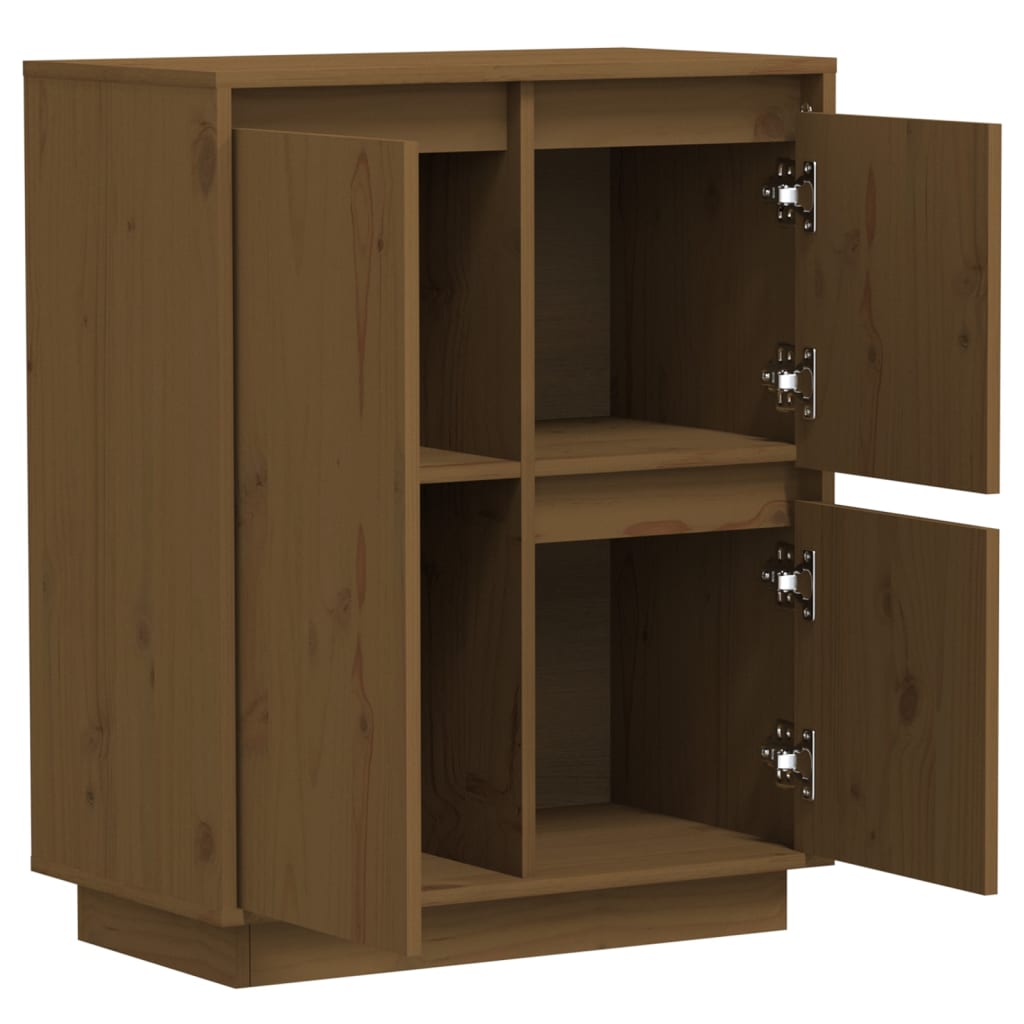 Credenza Marrone Ambra 60x34x75 cm in Legno Massello di Pino - homemem39