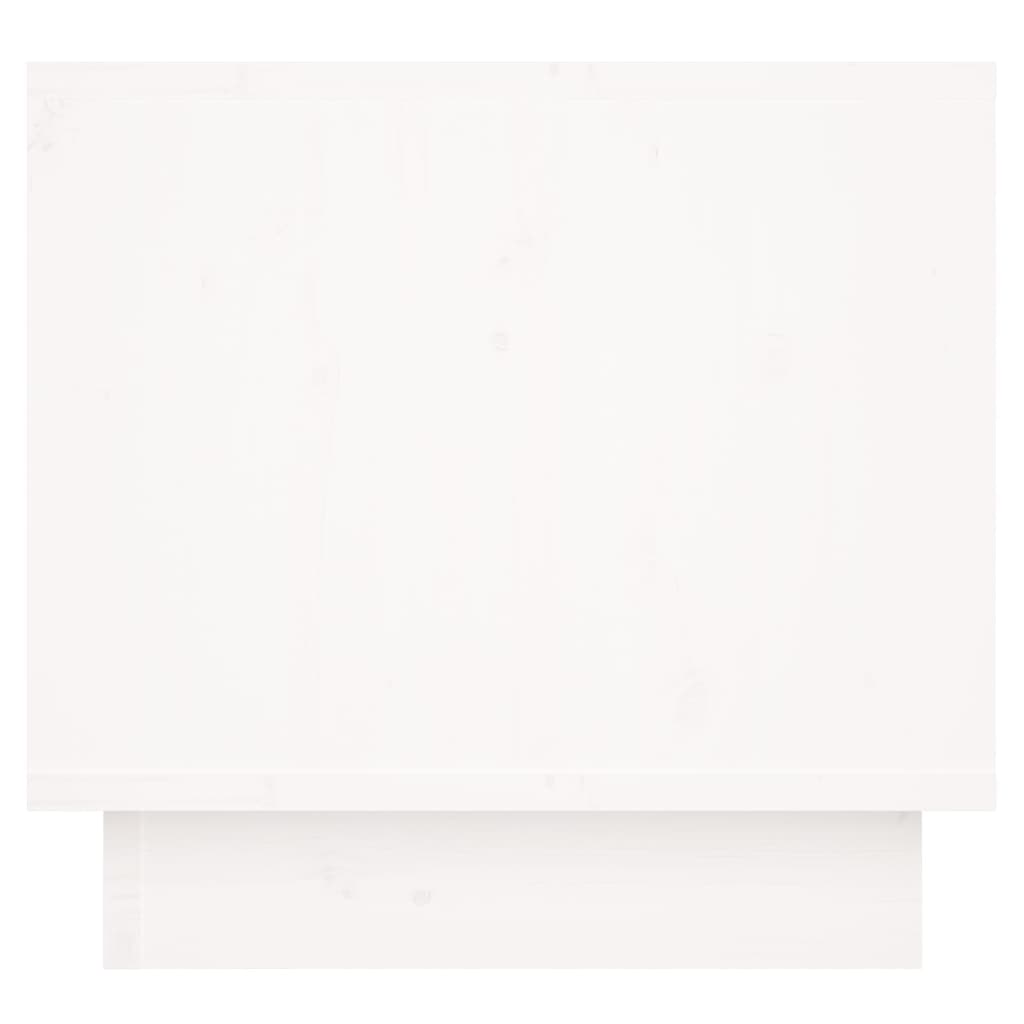 Comodino Bianco 35x34x32 cm in Legno Massello di Pino - homemem39