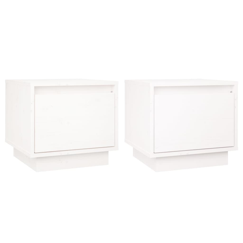 Comodini 2 pz Bianchi 35x34x32 cm in Legno Massello di Pino - homemem39