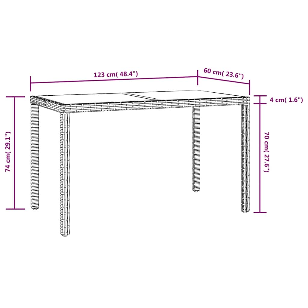 Set da Pranzo da Giardino 3 pz con Cuscini Polyrattan Grigio | homemem39