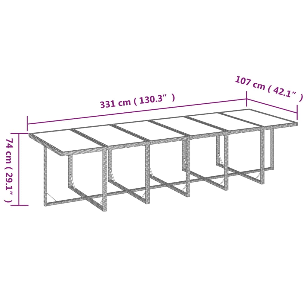 Set da Pranzo per Giardino 17pz con Cuscini in Polyrattan Beige | homemem39