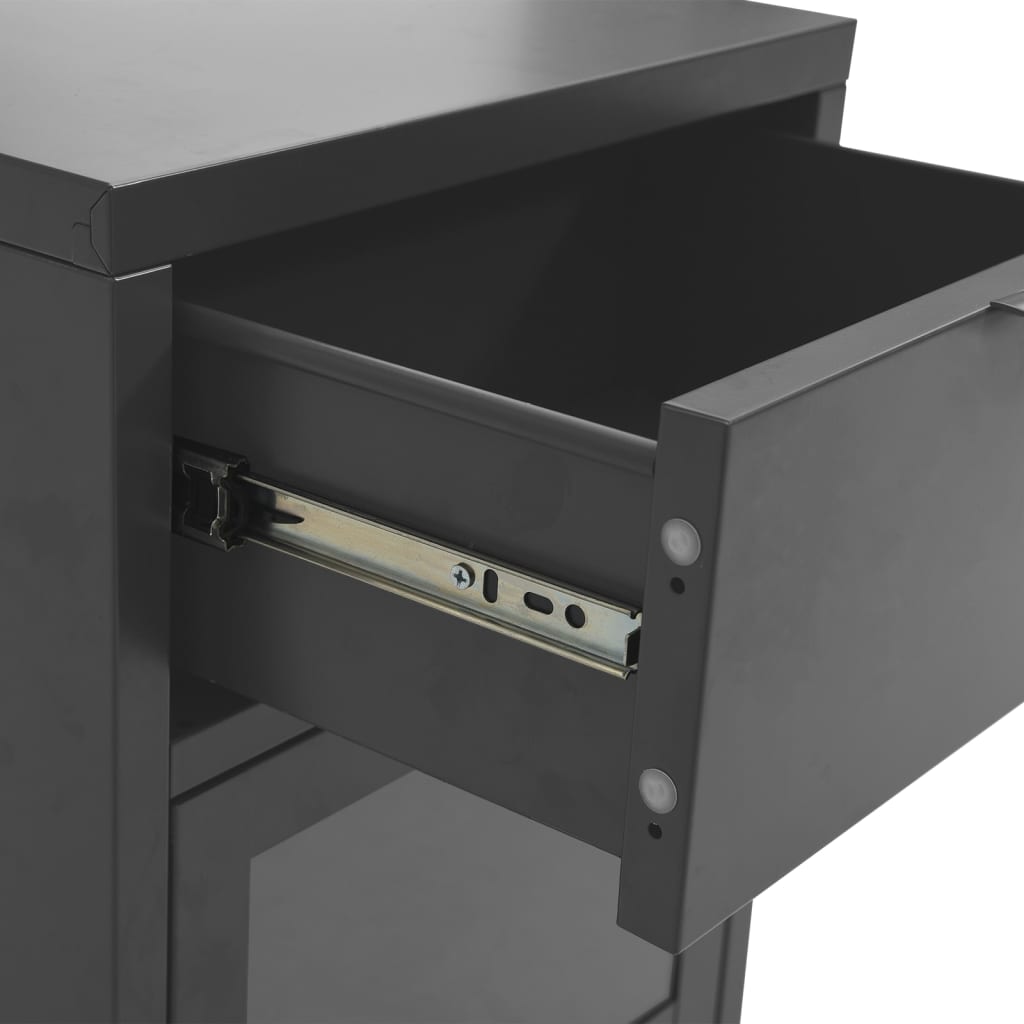 Comodini 2 pz Antracite 40x30x54,5 cm in Acciaio e Vetro | homemem39
