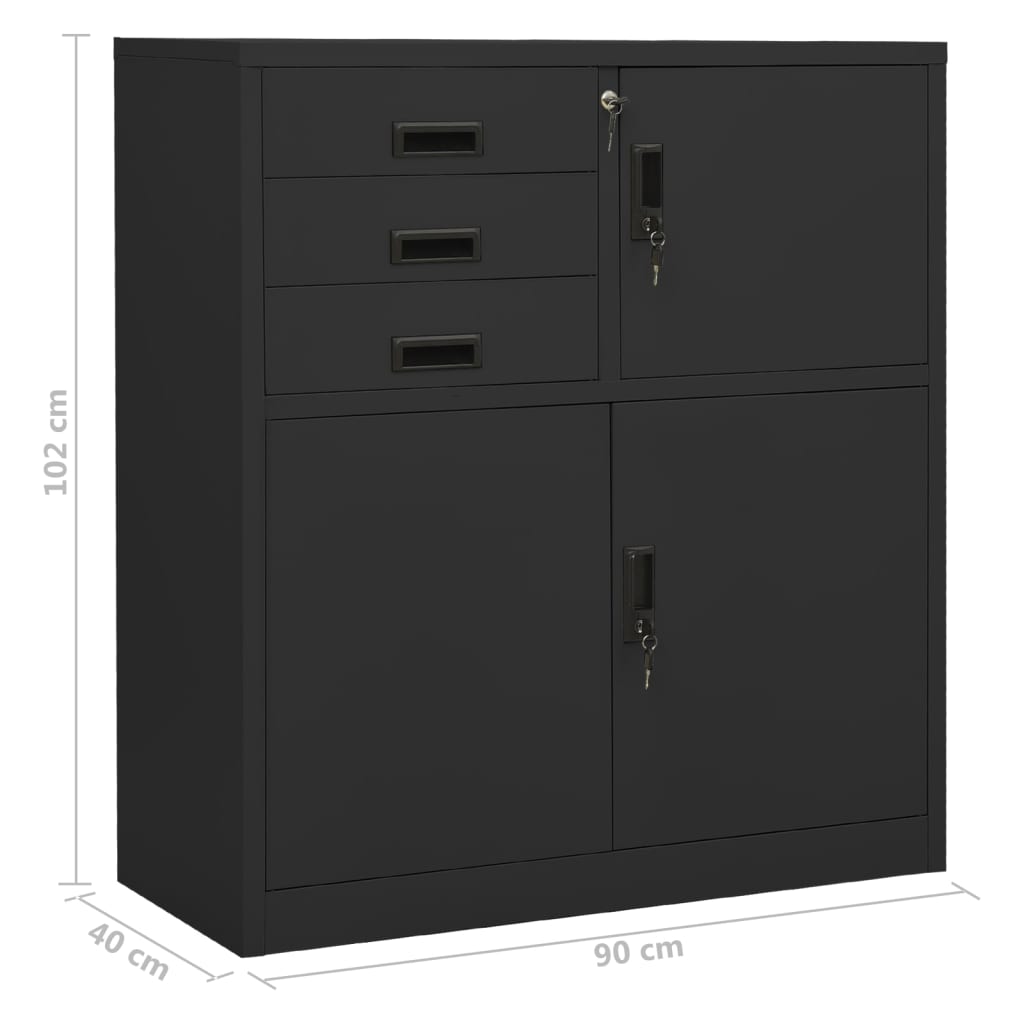 Armadio Ufficio con Fioriera Antracite 90x40x125 cm in Acciaio