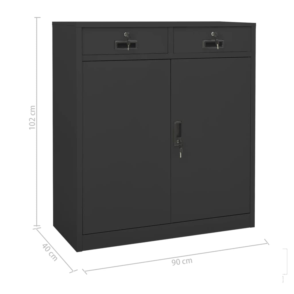 Armadio Ufficio con Fioriera Antracite 90x40x125 cm in Acciaio | homemem39