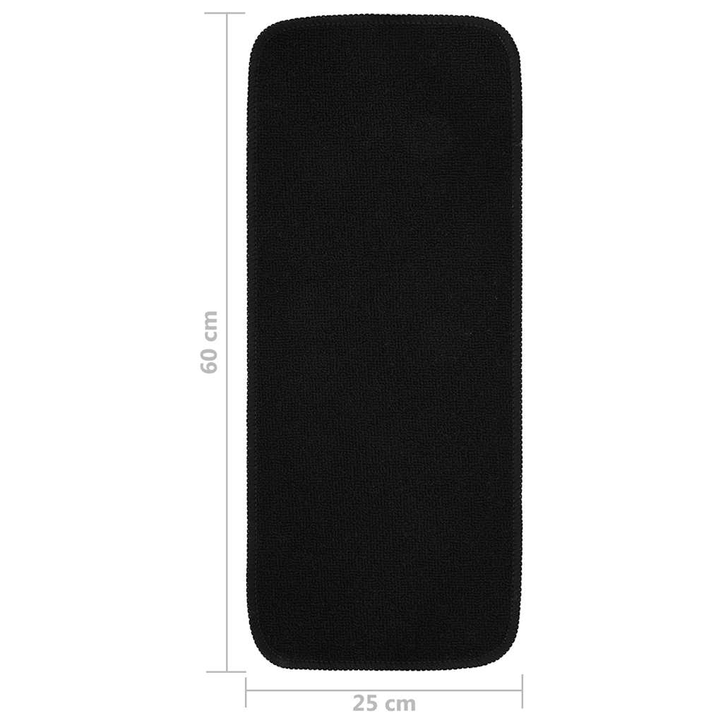 Tappetini per Scale 15 pz 60x25cm Neri Antiscivolo Rettangolari | homemem39
