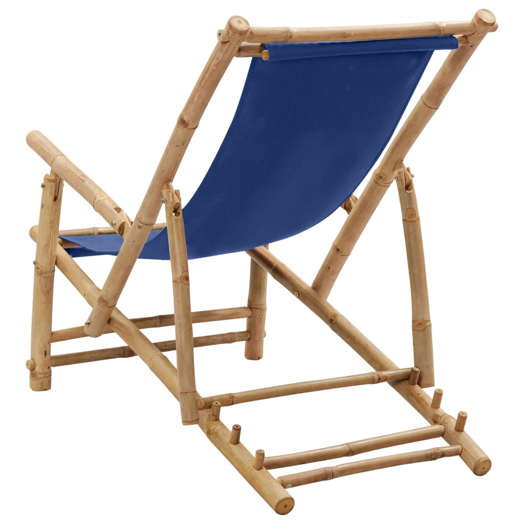 Sedia a Sdraio in Bambù e Tela Blu Marino - homemem39