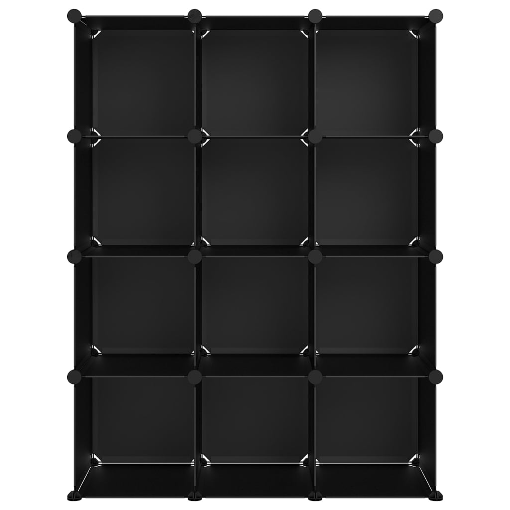 Organizzatore Portaoggetti con 12 Cubi Nero in PP