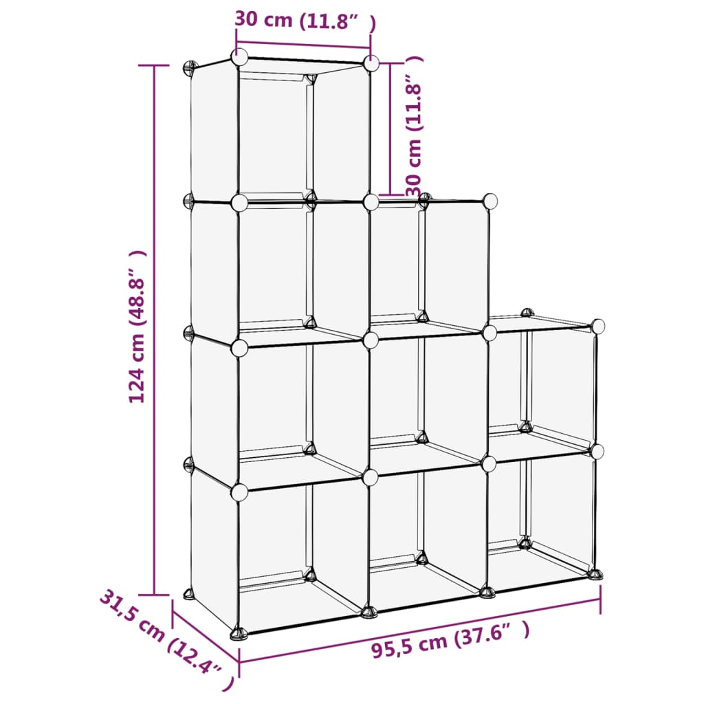 Organizzatore Portaoggetti con 9 Cubi Trasparenti in PP - homemem39