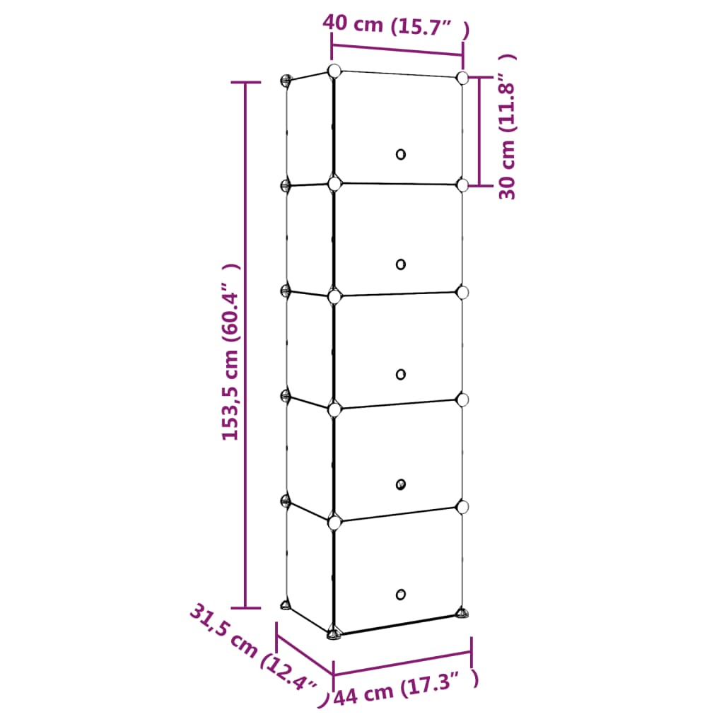Scarpiera Trasparente 44x31,5x153,5 cm in PP - homemem39