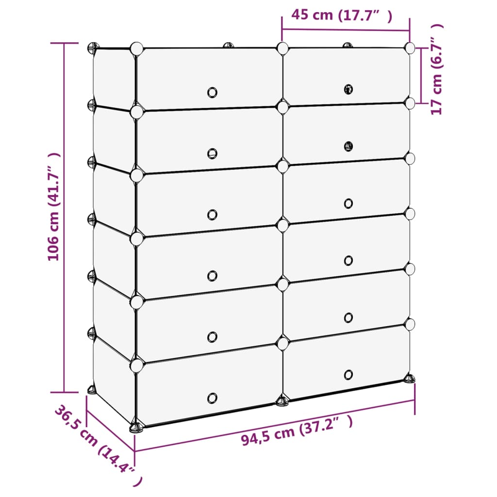 Scarpiera Trasparente 94,5x36,5x106 cm in PP - homemem39