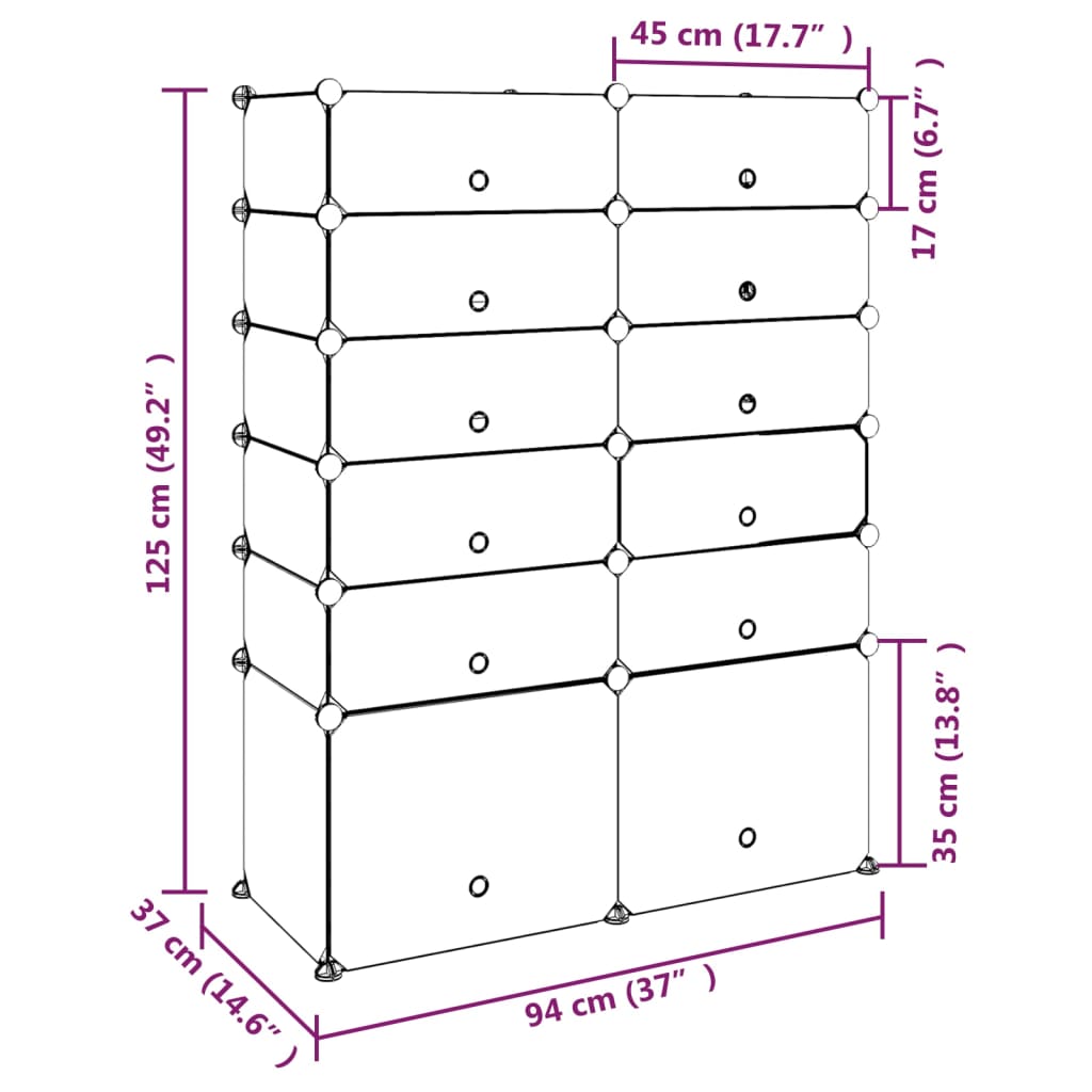 Scarpiera Nera 94x37x125 cm in PP - homemem39