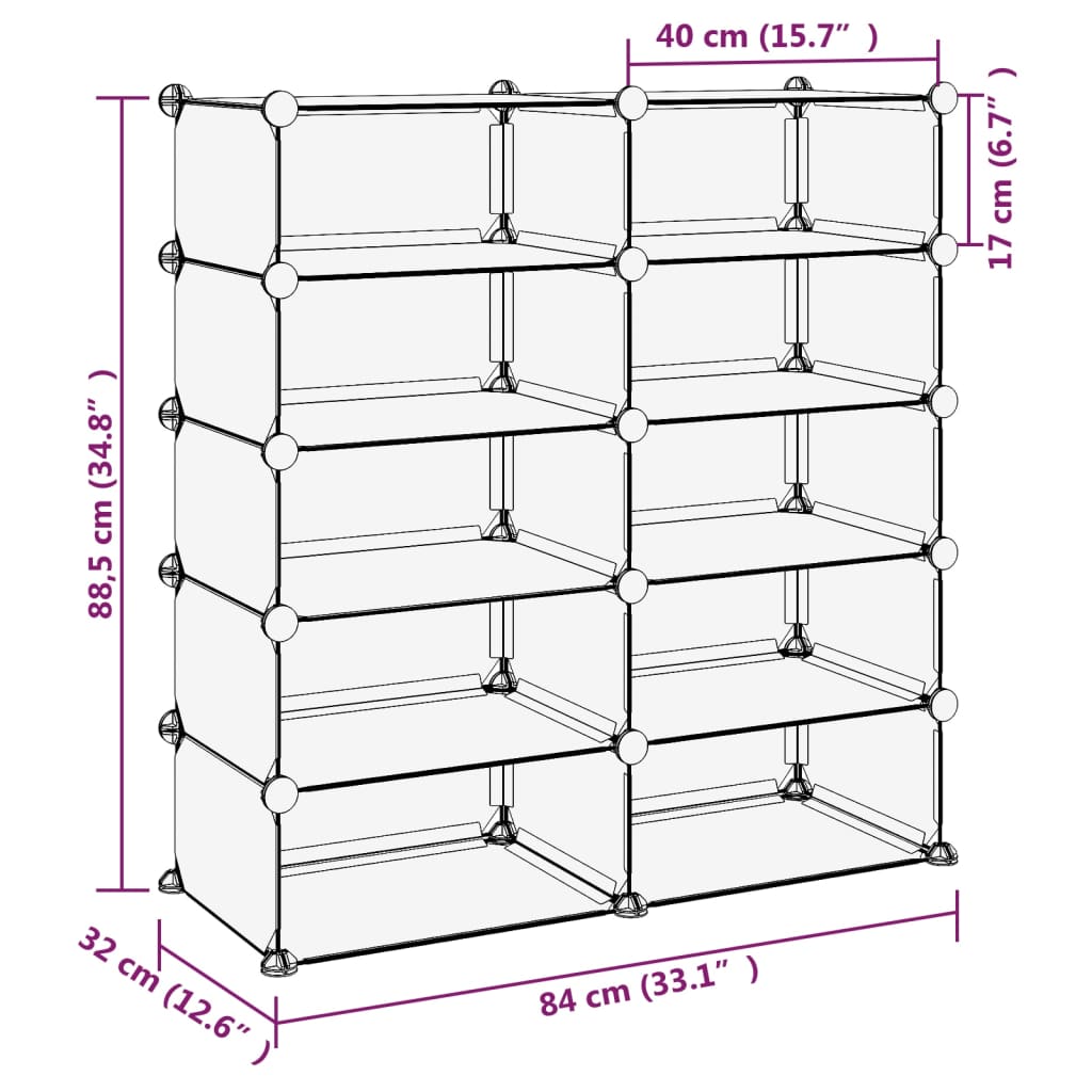 Scarpiera Trasparente 84x32x88,5 cm in PP - homemem39