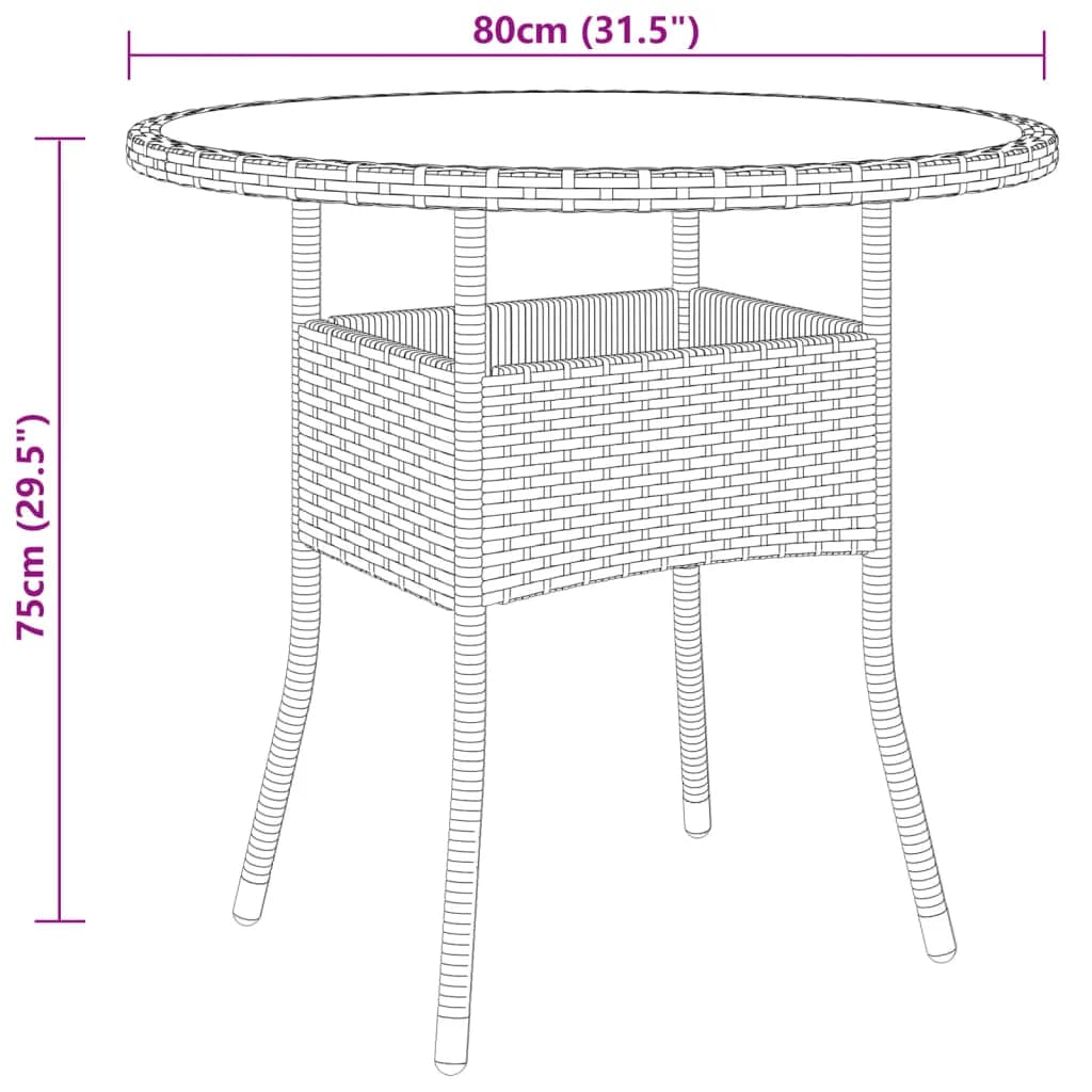 Set da Bistrot per Giardino 3 pz in Polyrattan e Vetro Nero - homemem39
