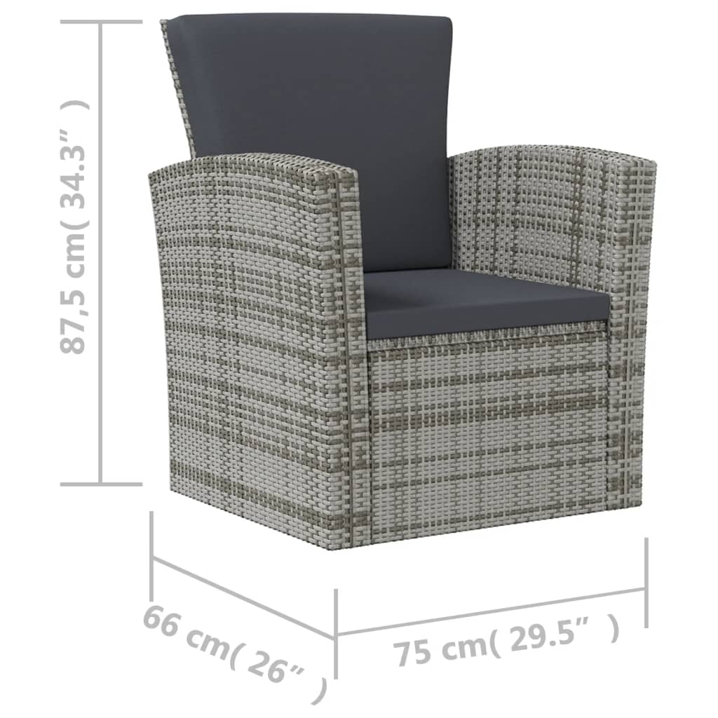 8-piece Garden Sofa Set with Gray Polyrattan Cushions
