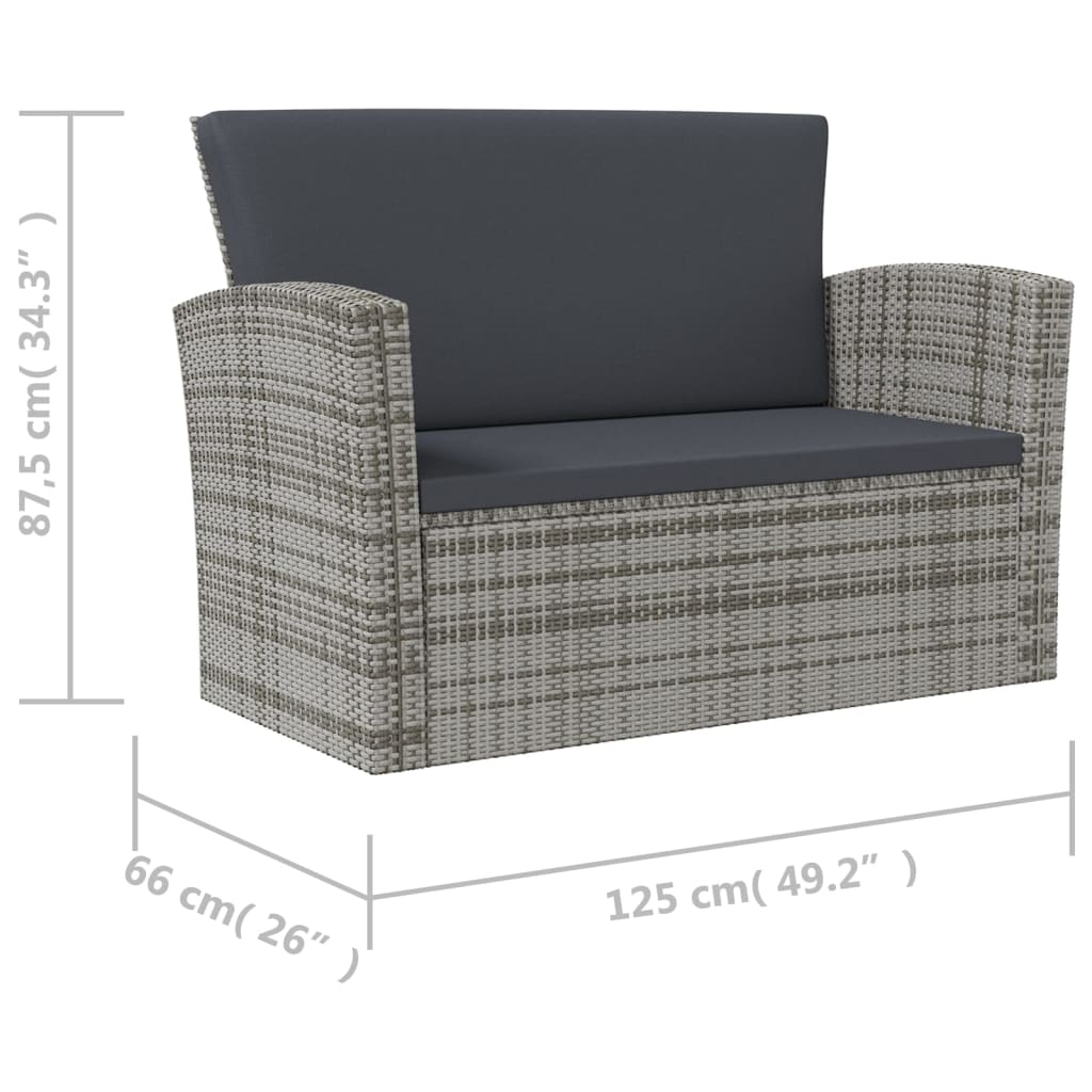 8-piece Garden Sofa Set with Gray Polyrattan Cushions