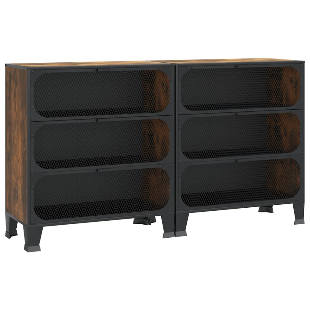 Armadietti 2 pz Marrone Rustico 72x36x82 cm Metallo e MDF - homemem39