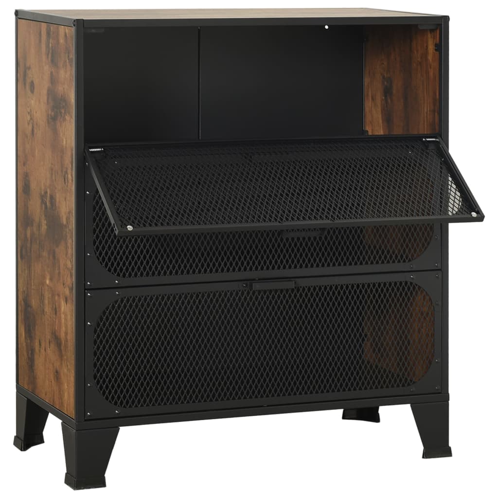 Armadietti 2 pz Marrone Rustico 72x36x82 cm Metallo e MDF - homemem39