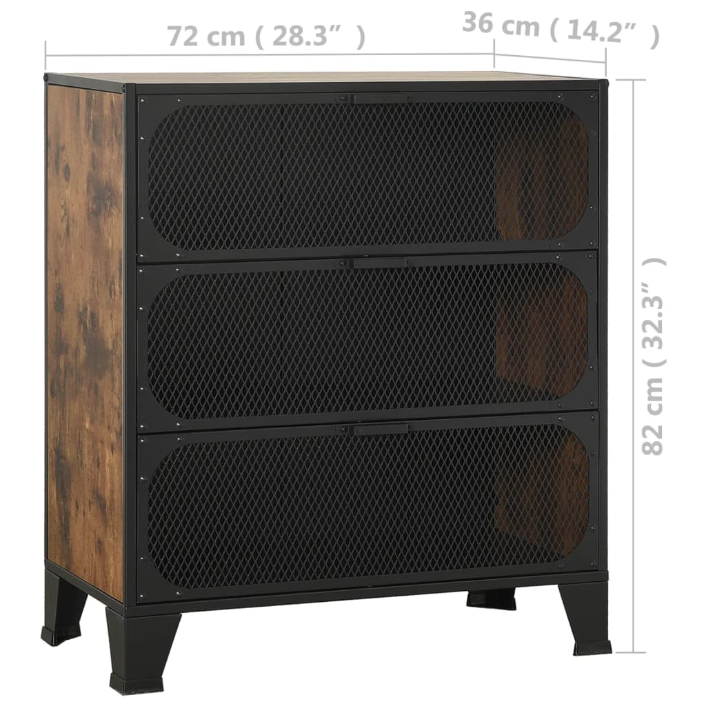 Armadietti 2 pz Marrone Rustico 72x36x82 cm Metallo e MDF - homemem39