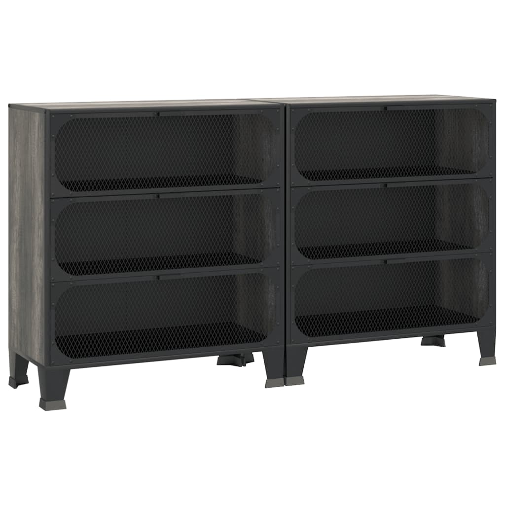 Armadi Portaoggetti 2 pz Grigi 72x36x82 cm Metallo e MDF - homemem39