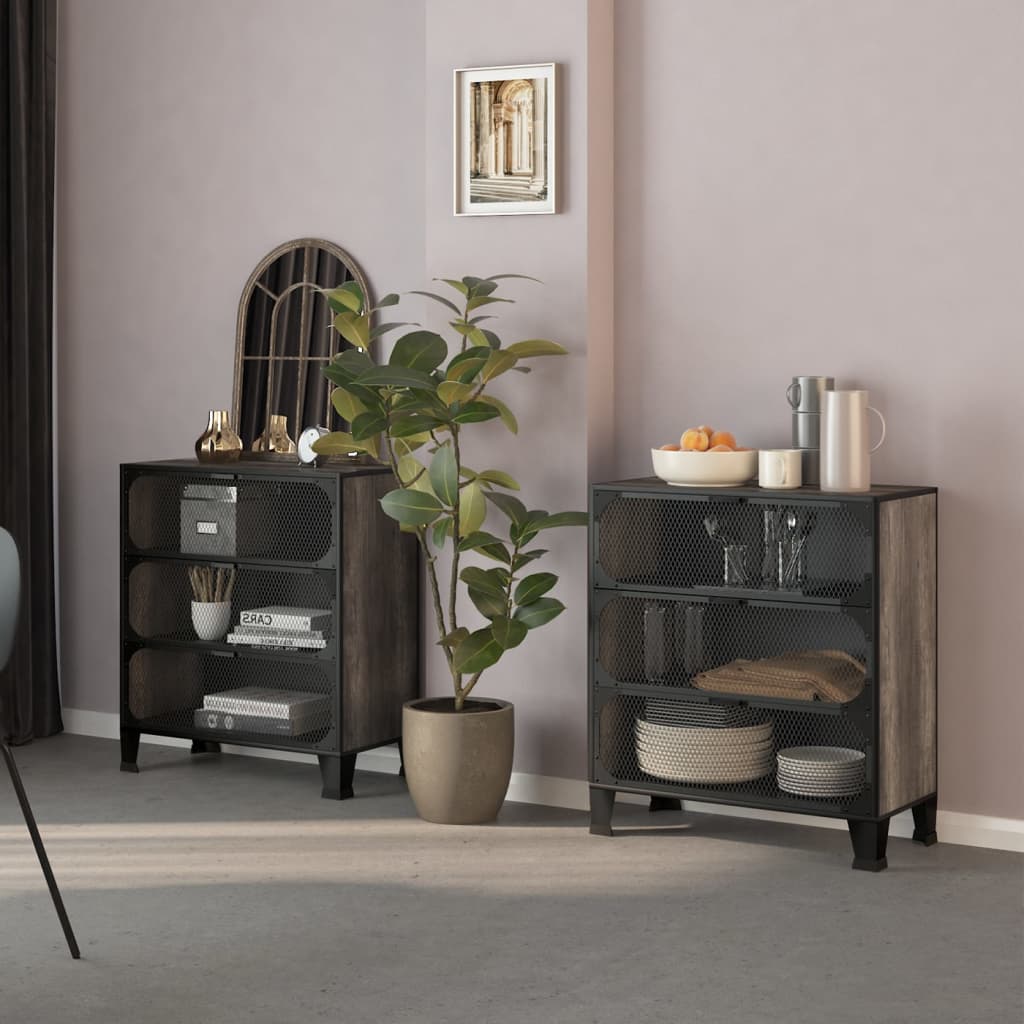 Armadi Portaoggetti 2 pz Grigi 72x36x82 cm Metallo e MDF - homemem39
