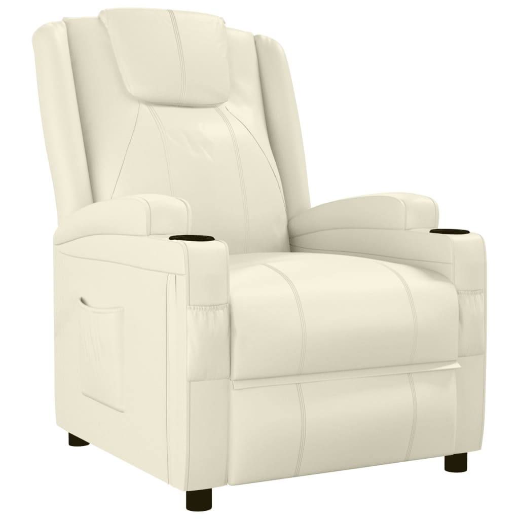 Poltrona Reclinabile Bianco Crema in Similpelle - homemem39