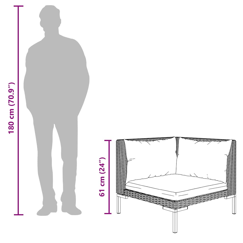 Divani da Giardino 2pz con Cuscini in Polyrattan Mezzo Tondo