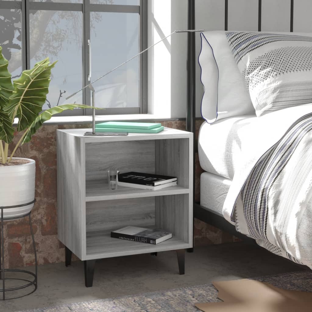 Bedside table with Sonoma Gray Metal Legs 40x30x50 cm