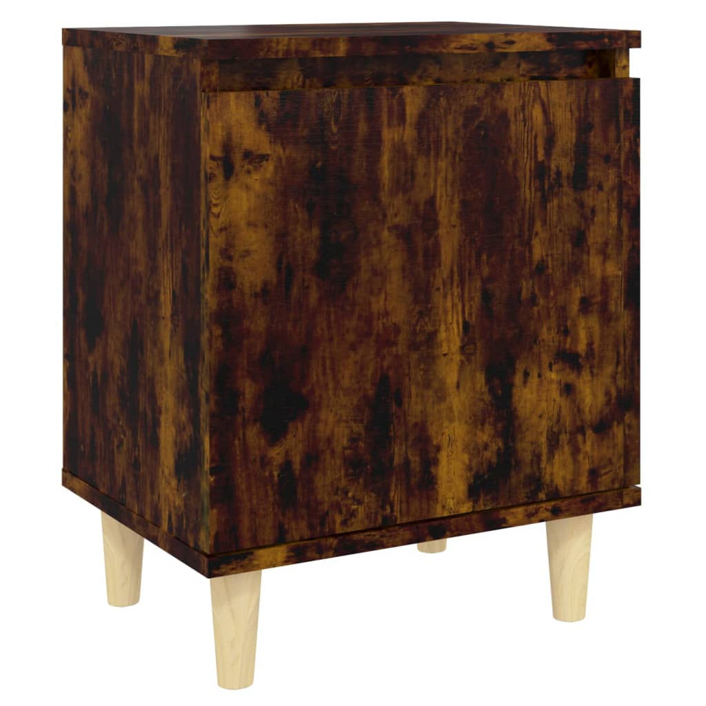 Bedside tables with solid wood legs 2pcs smoked oak 40x30x50cm