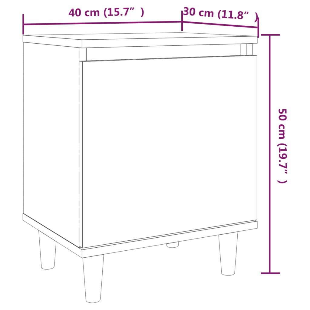 Bedside tables with solid wood legs 2pcs smoked oak 40x30x50cm