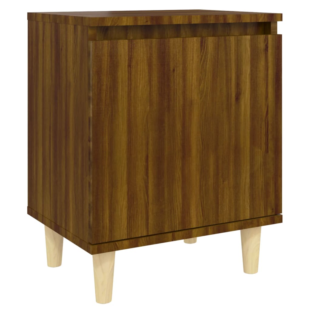 Bedside table with legs in solid brown oak wood 40x35x50 cm