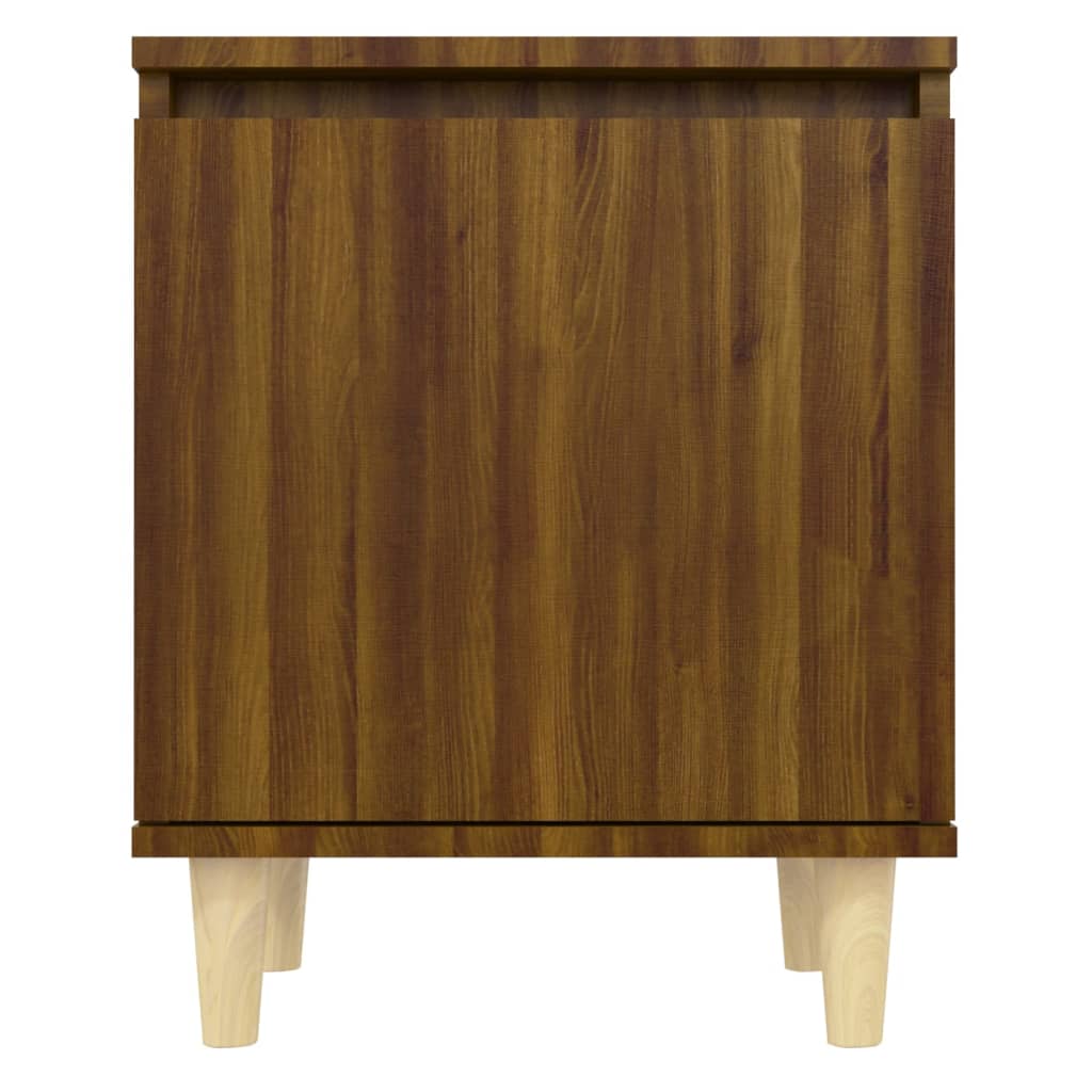 Bedside table with legs in solid brown oak wood 40x35x50 cm