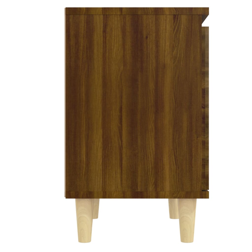 Bedside table with legs in solid brown oak wood 40x35x50 cm