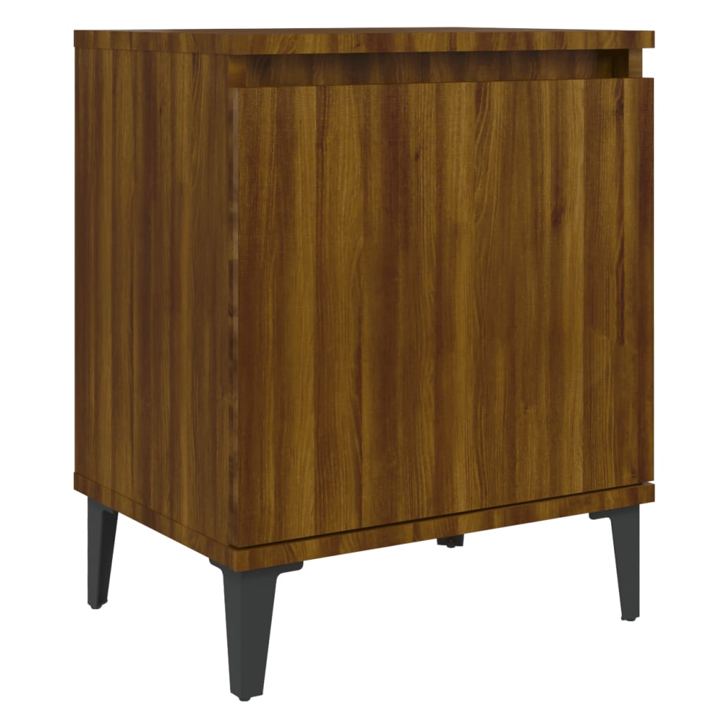 Comodino con Gambe in Metallo Rovere Marrone 40x30x50 cm - homemem39