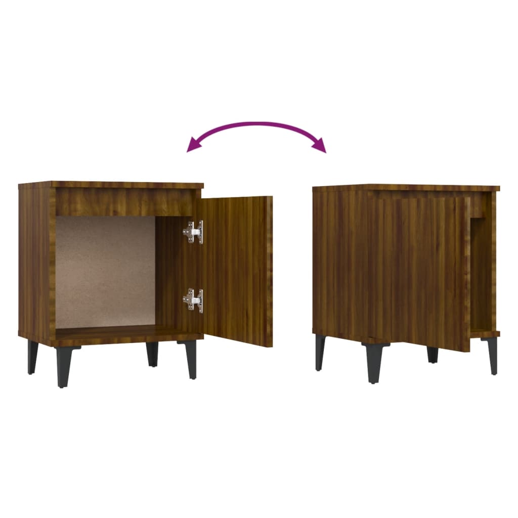 Comodino con Gambe in Metallo Rovere Marrone 40x30x50 cm - homemem39