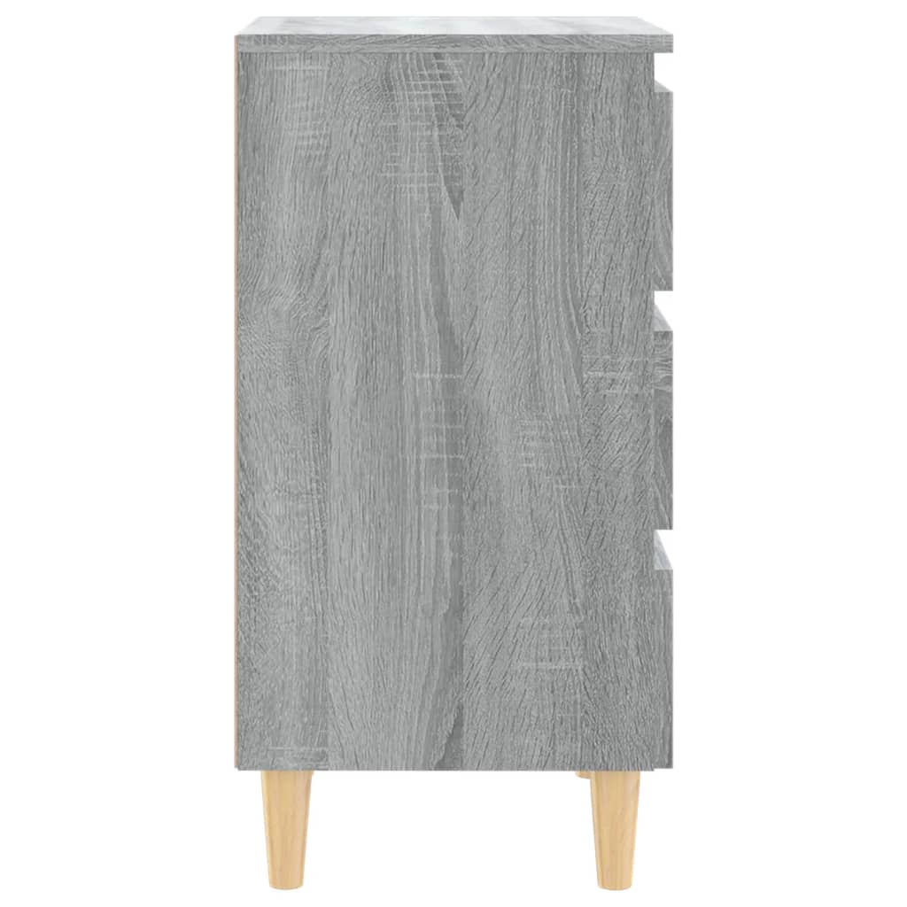 Comodino con Gambe in Legno Massello Grigio Sonoma 40x35x69 cm - homemem39