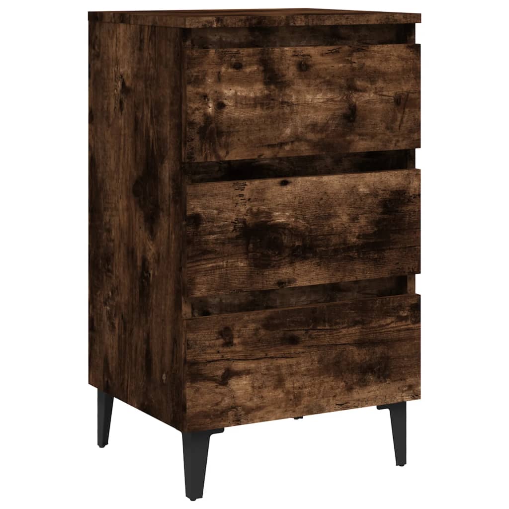 Comodino con Gambe in Metallo Rovere Fumo 40x35x69 cm - homemem39