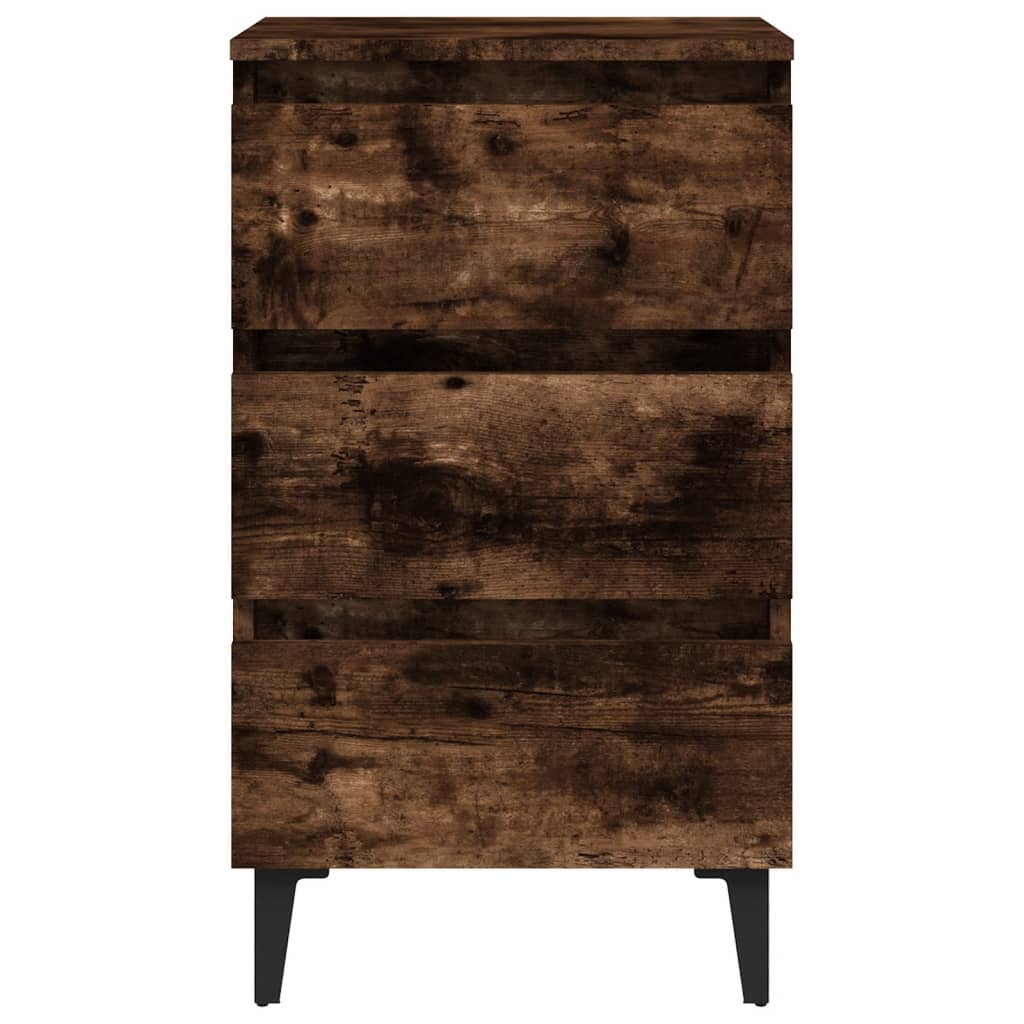 Comodino con Gambe in Metallo Rovere Fumo 40x35x69 cm - homemem39